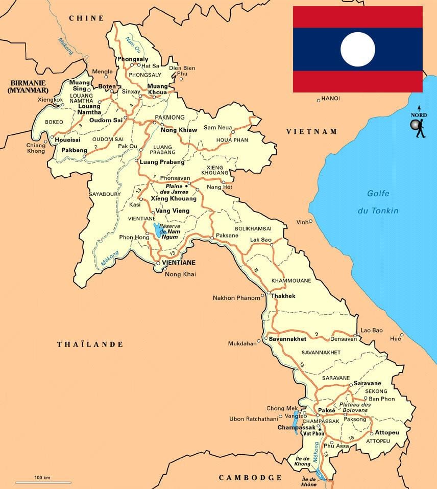வரைபடம் தெற்கு லாவோஸ்