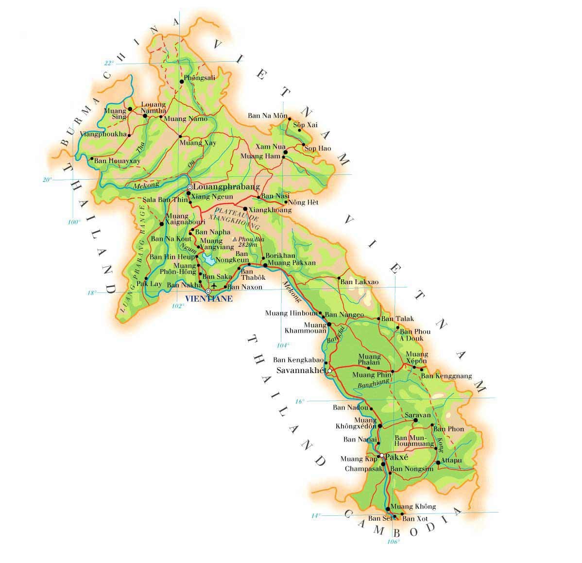 வரைபடம் லாவோஸ் உடல்