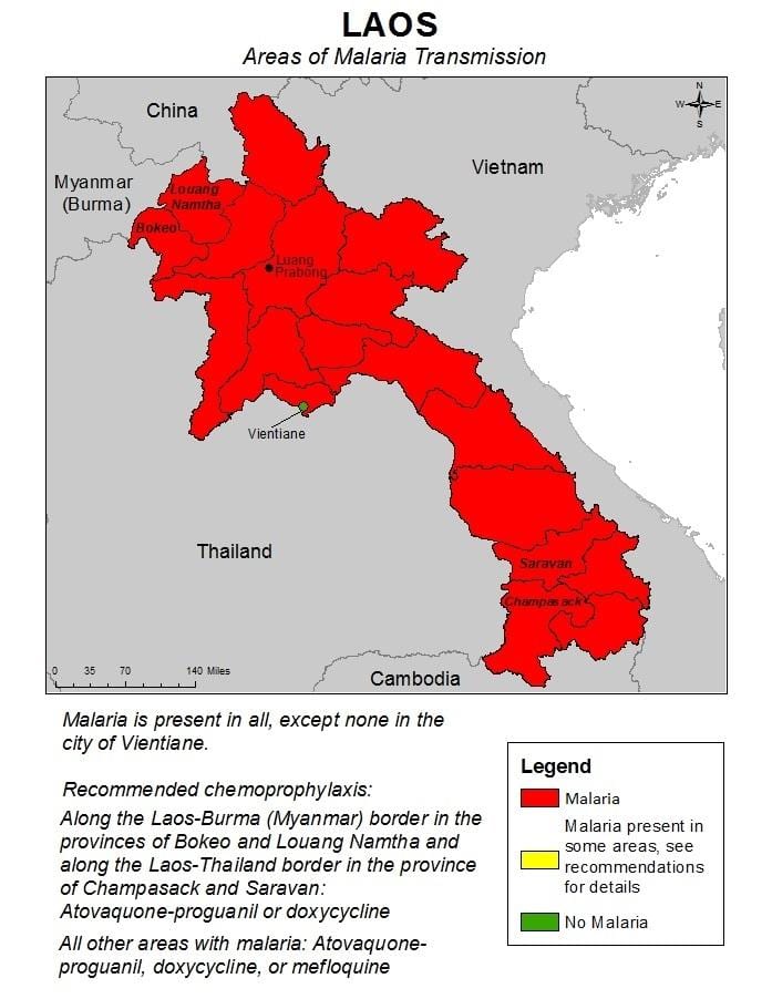 வரைபடம் லாவோஸ் மலேரியா