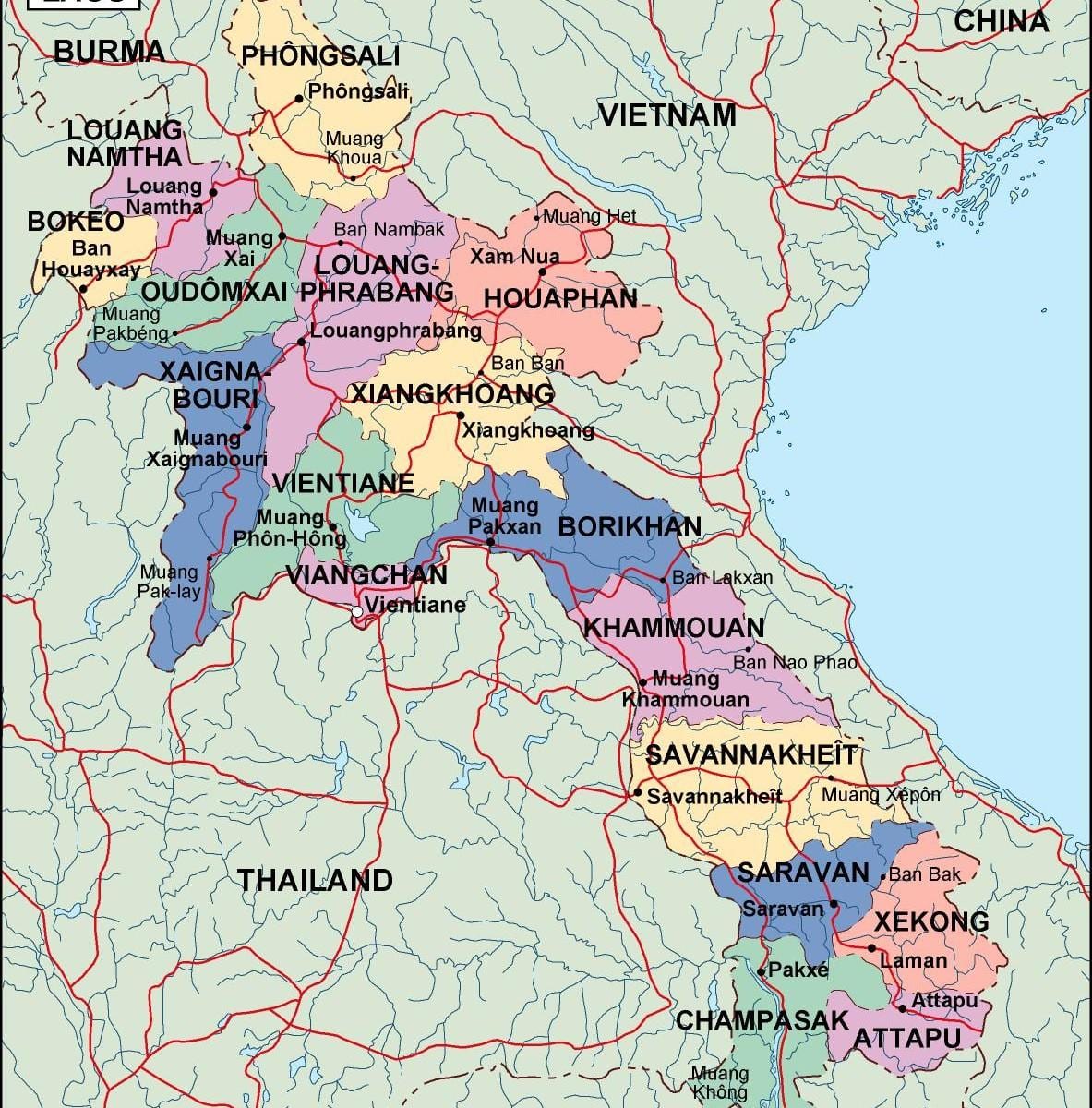 லாவோஸ் அரசியல் வரைபடம்
