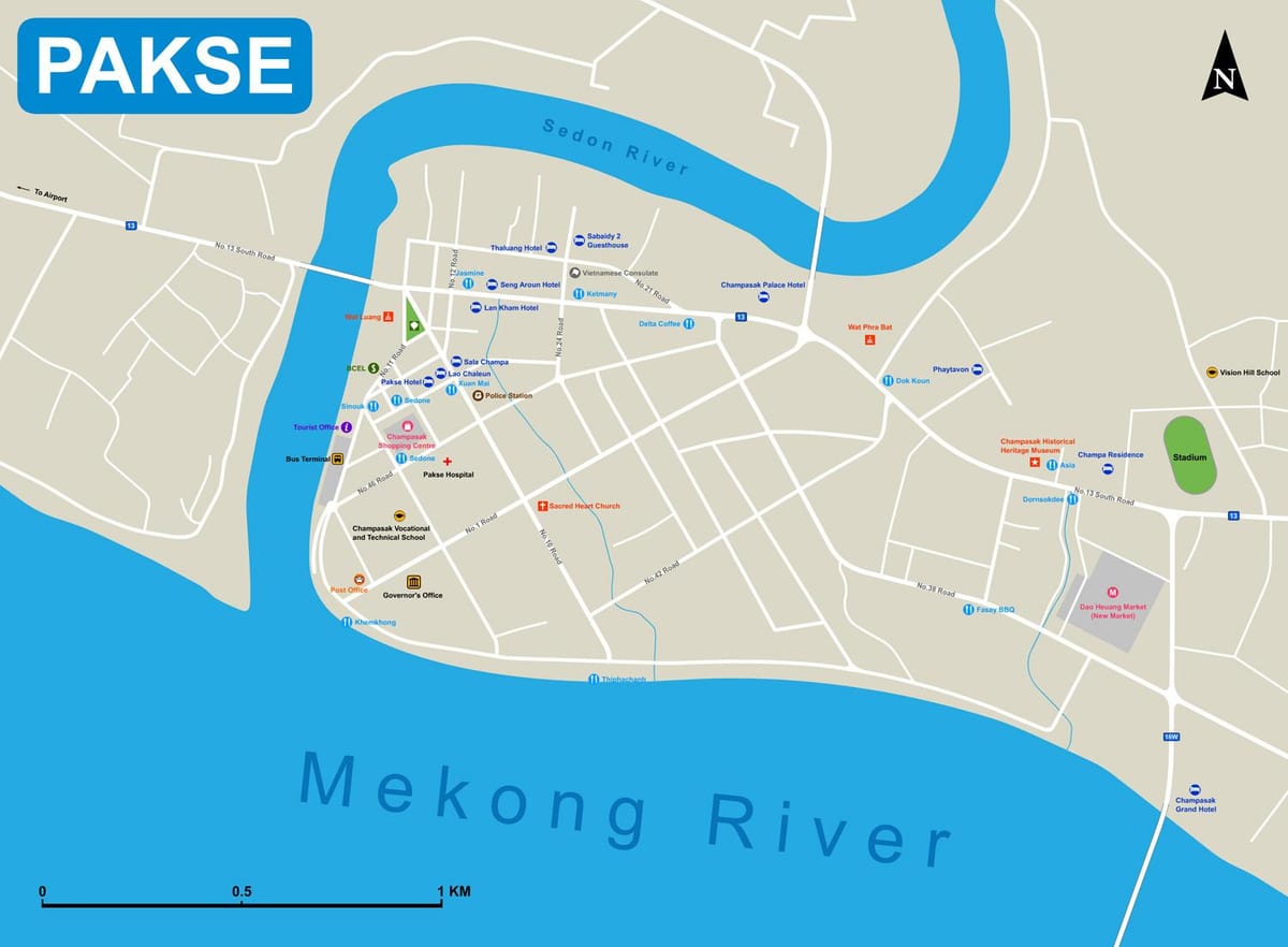 pakse வரைபடம் லாவோஸ்
