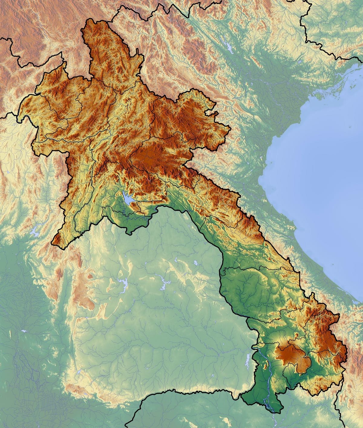 வரைபடம் லாவோஸ் topographic
