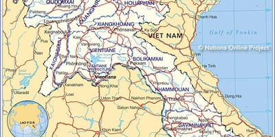 வரைபடம் லாவோஸ் மற்றும் சுற்றியுள்ள நாடுகள்